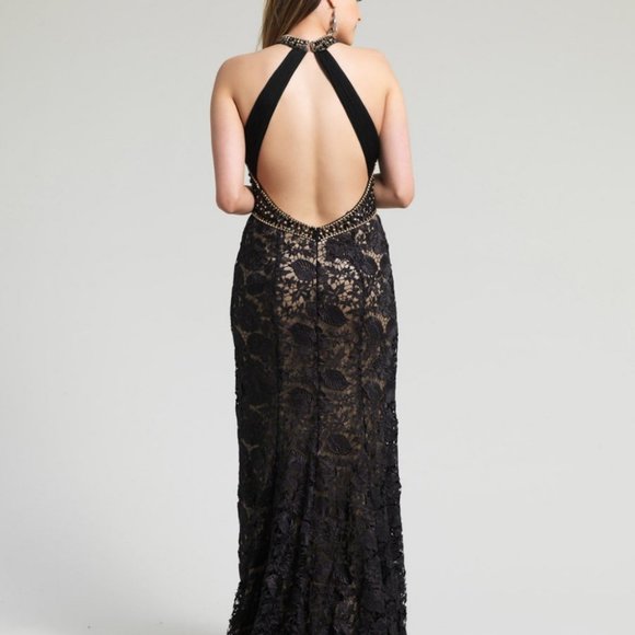 Black Lace Cocktail Dress Dave & Johnny Prom Dress size 8